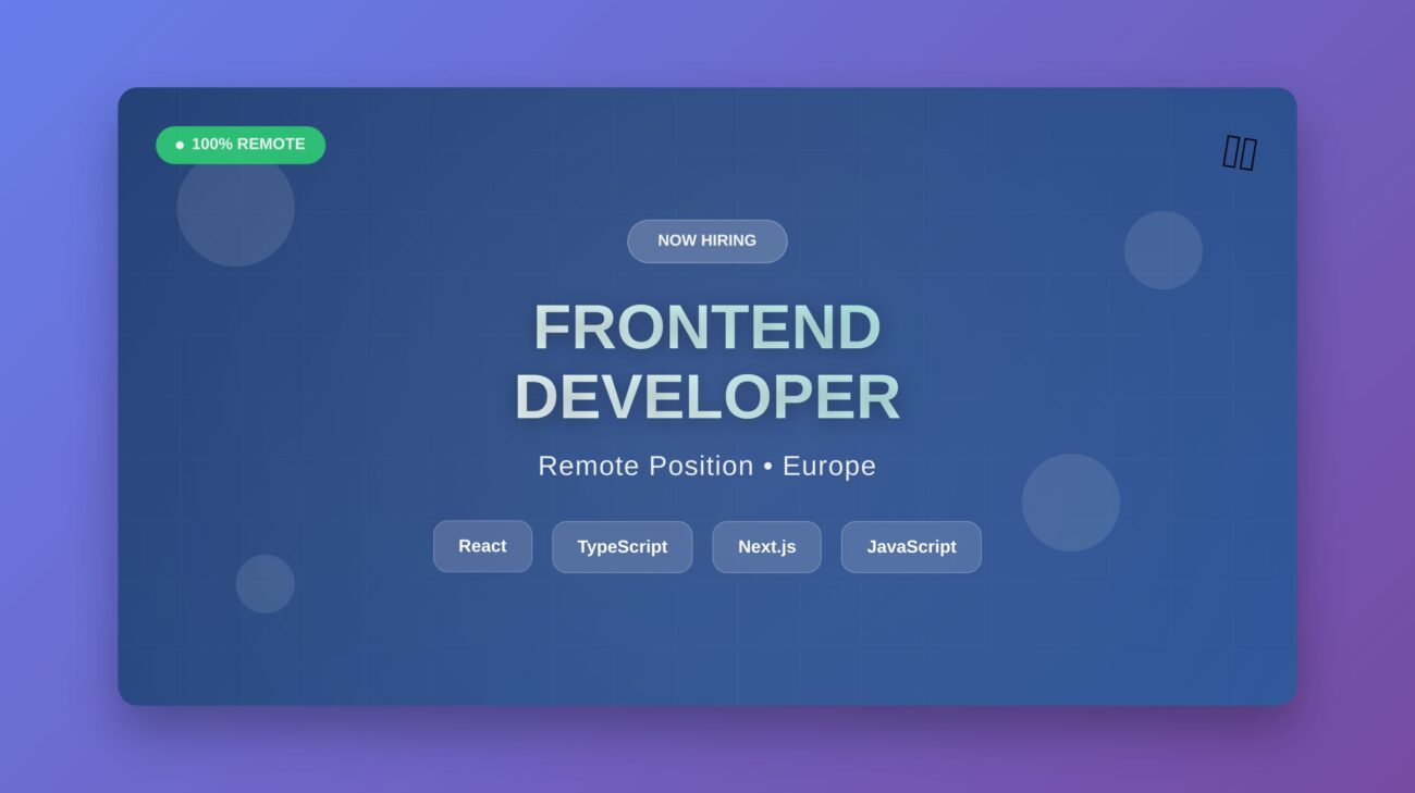 frontend developer - remote job eurpe